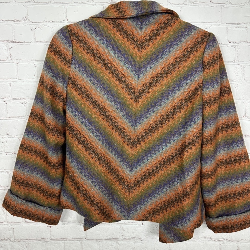 Aryn K Sz M Jacket Open Front Striped Wool Blend Blazer Jacket Western Southwest - Picture 3 of 5